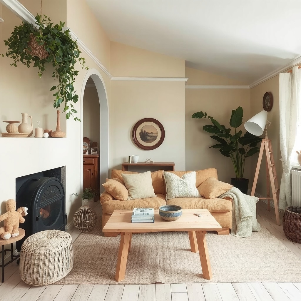 Earthy home decor with vintage pieces