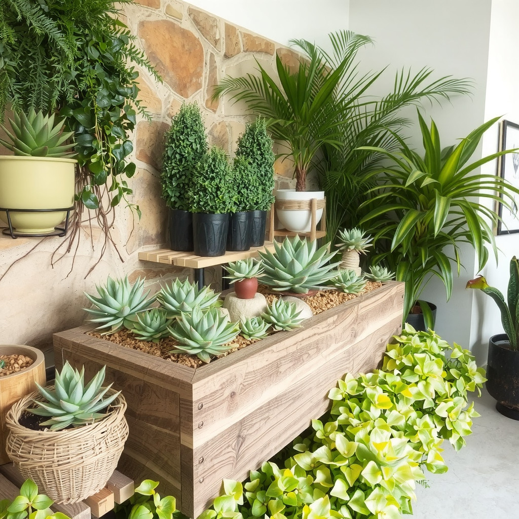Indoor garden with succulents