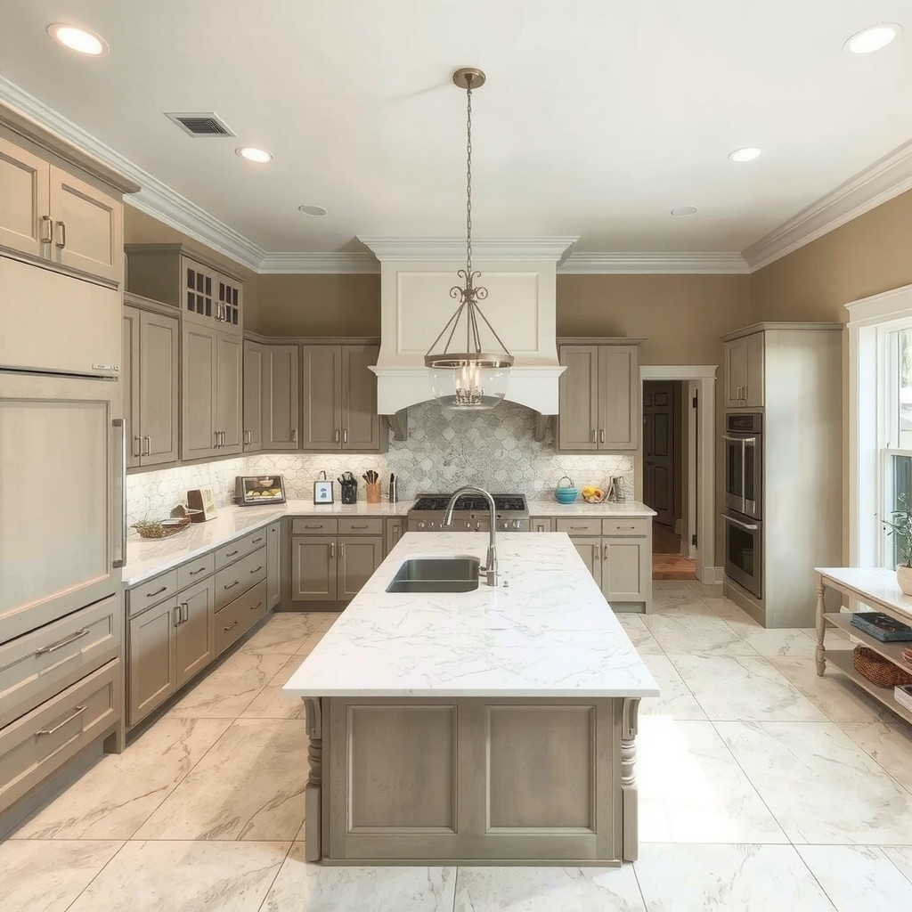 Spacious kitchen with a large island