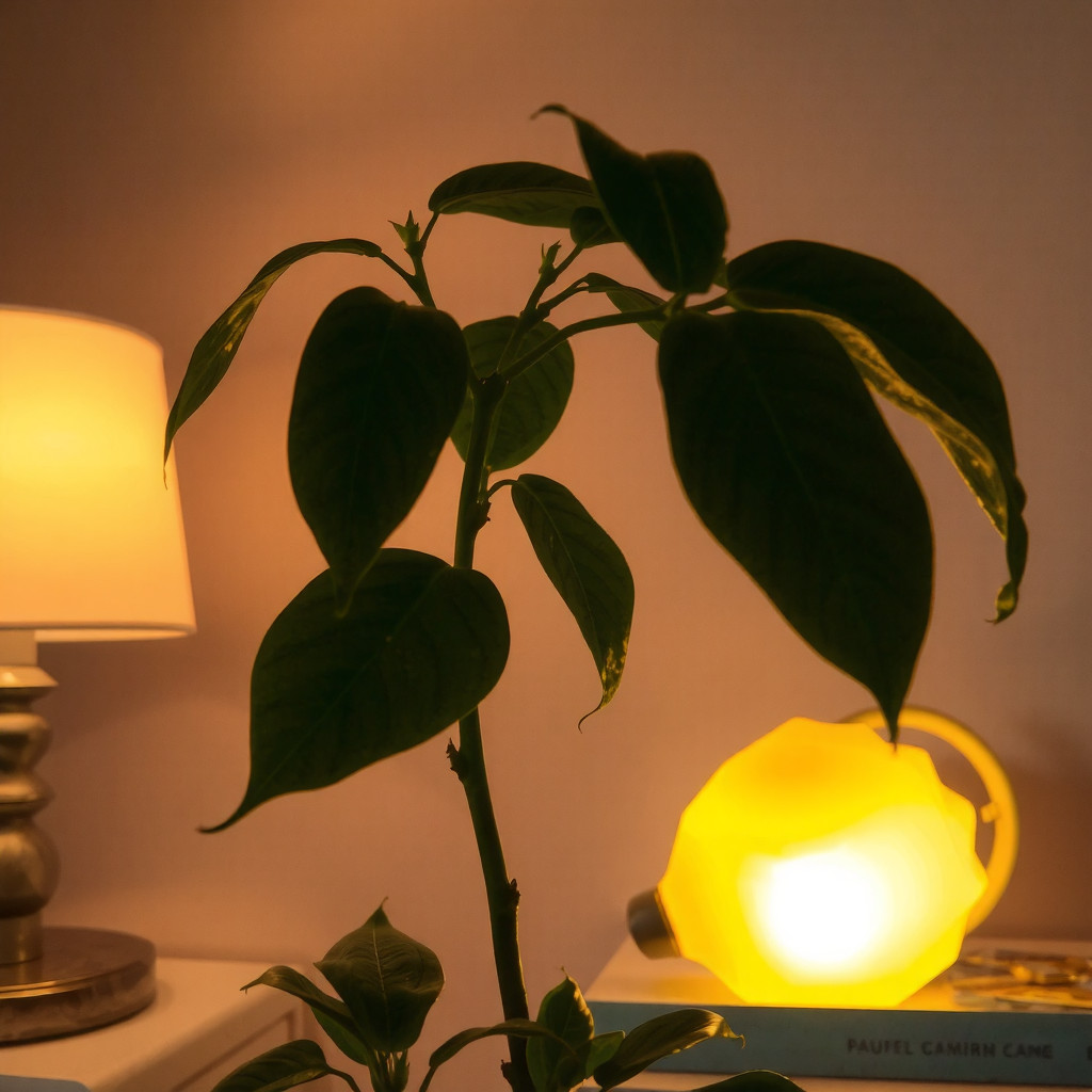 Warm evening lighting on plant leaves
