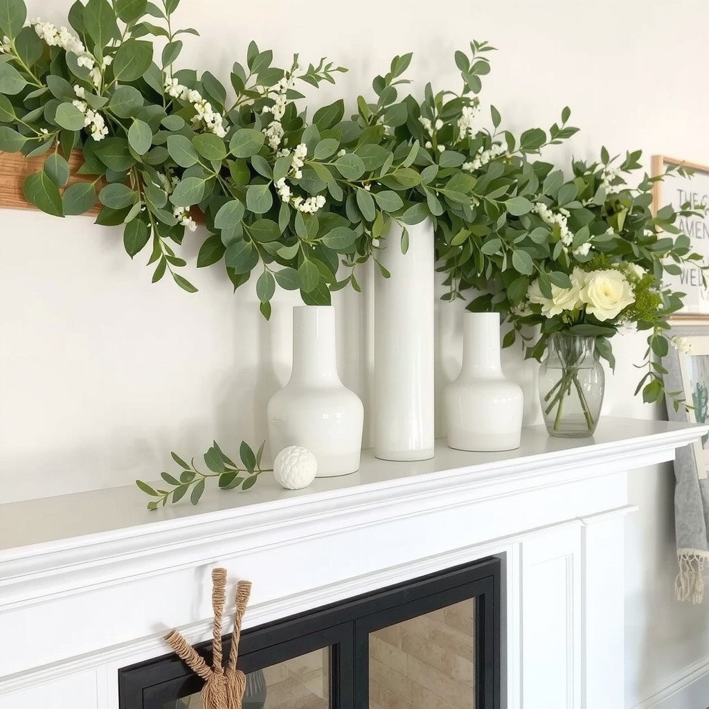 Eucalyptus garland on a mantel