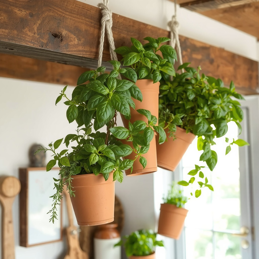 Terracotta pots and woven baskets