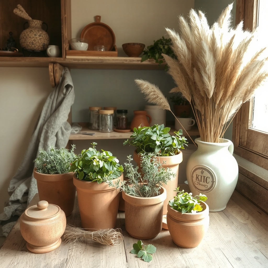 Rustic Kitchen with Herb Garden