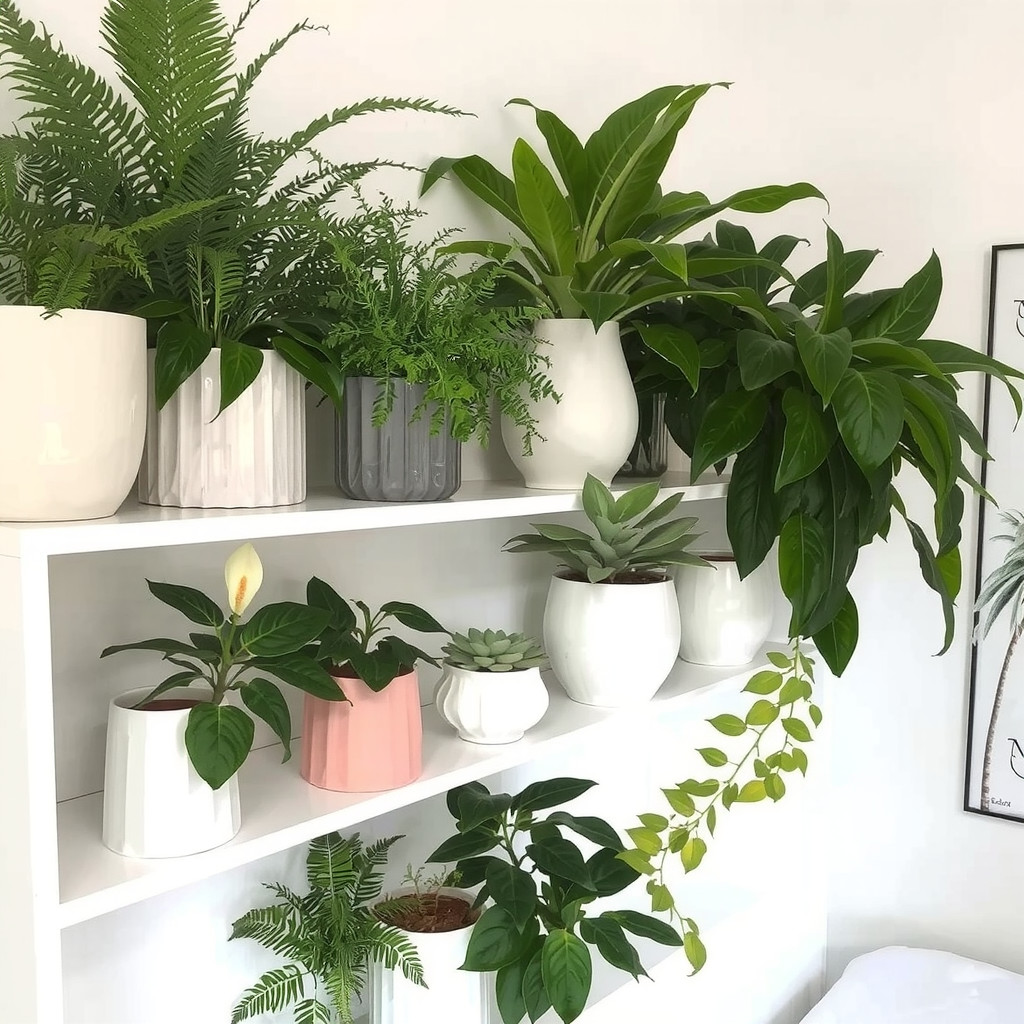 Mixed Greenery on a Shelf