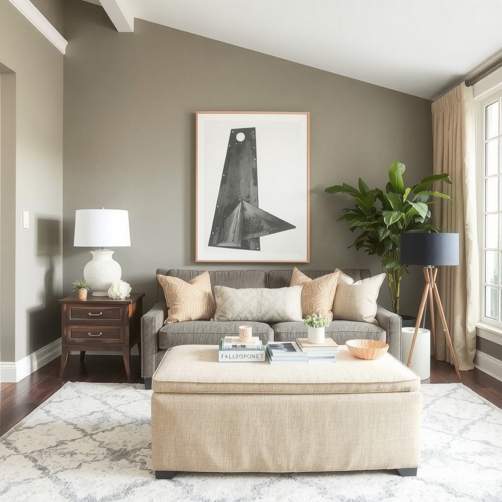 Living room with storage ottoman