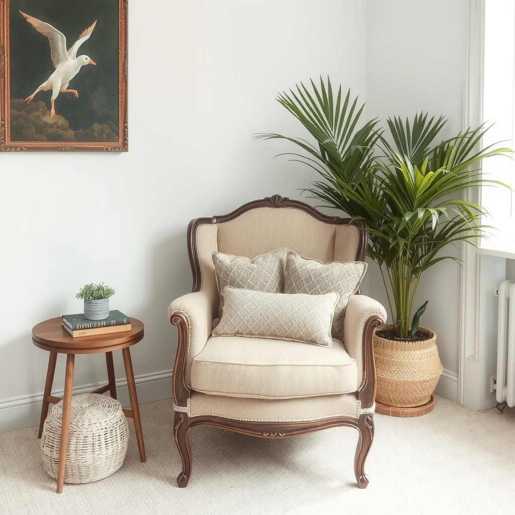 Vintage armchair in a neutral room