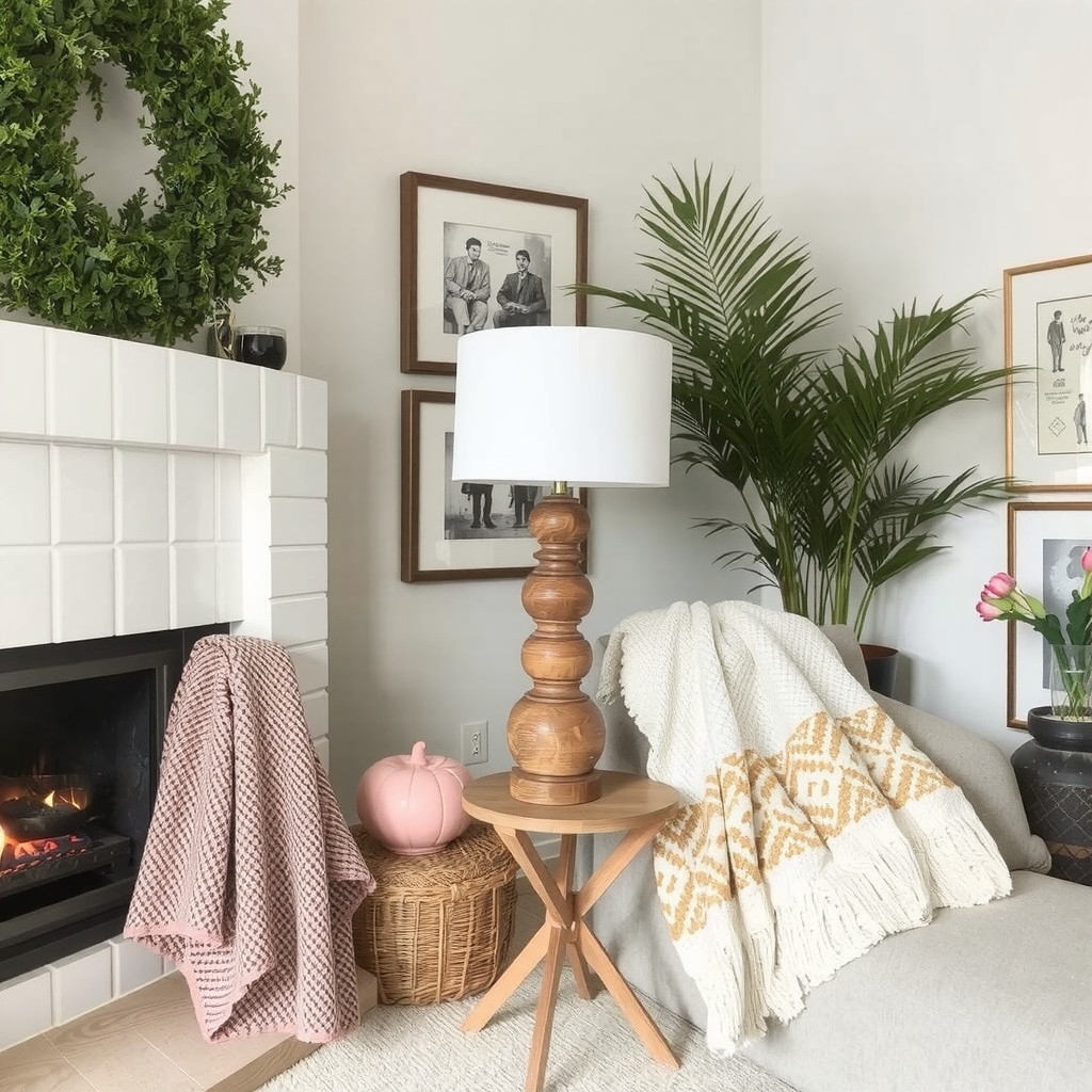 Table lamp in a cozy living room