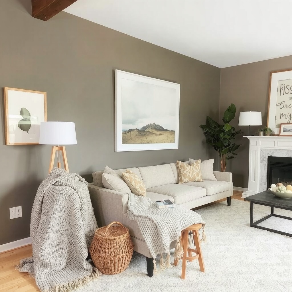 Cozy living room with throw blankets