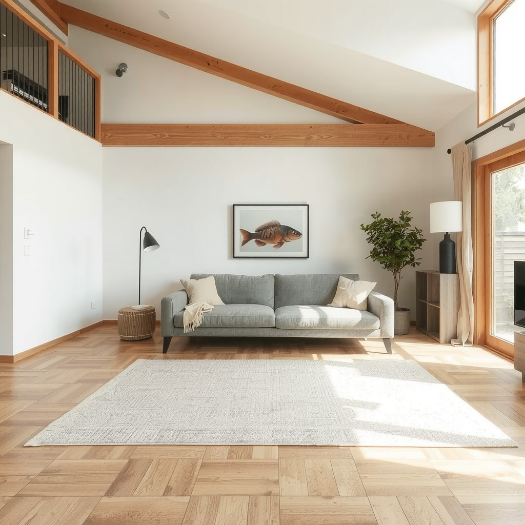 Open layout with sofa floated and console table