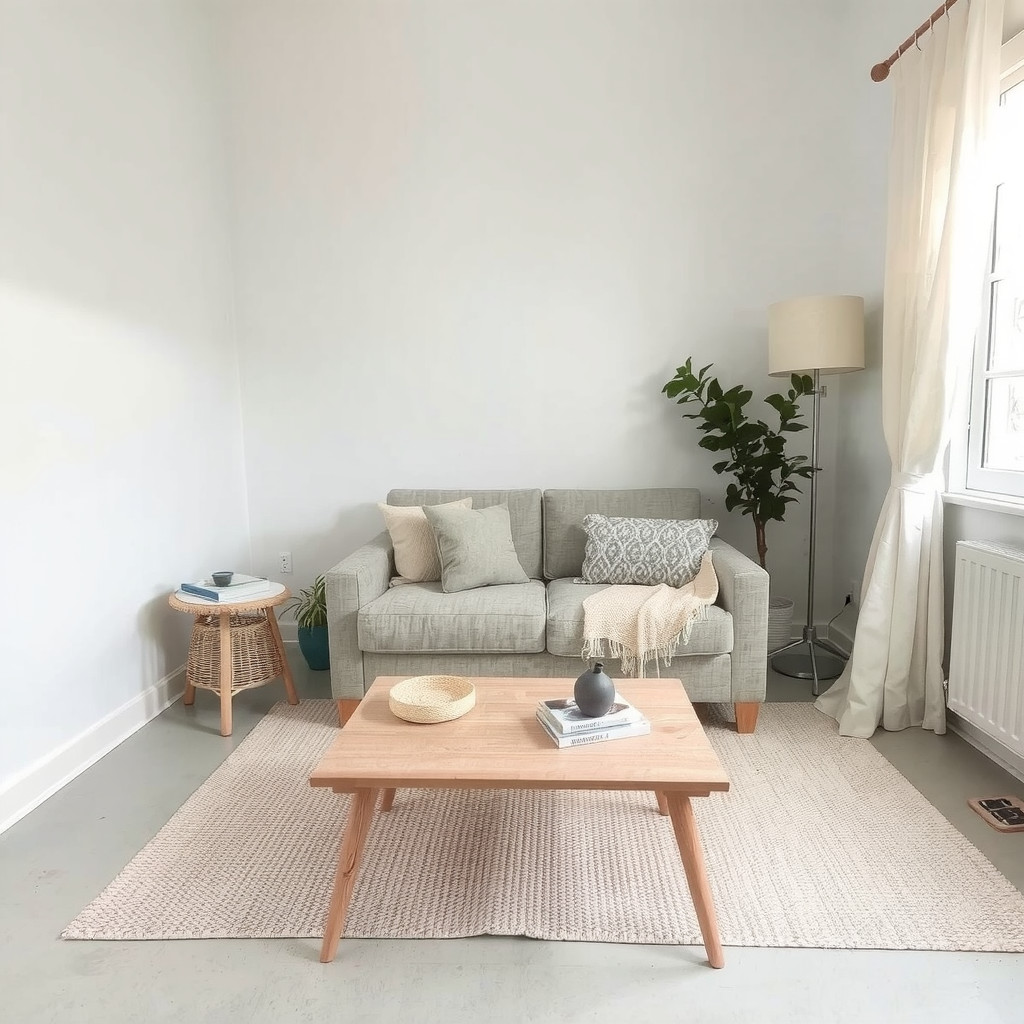 Calm and Simple Living Room Design on a Budget
