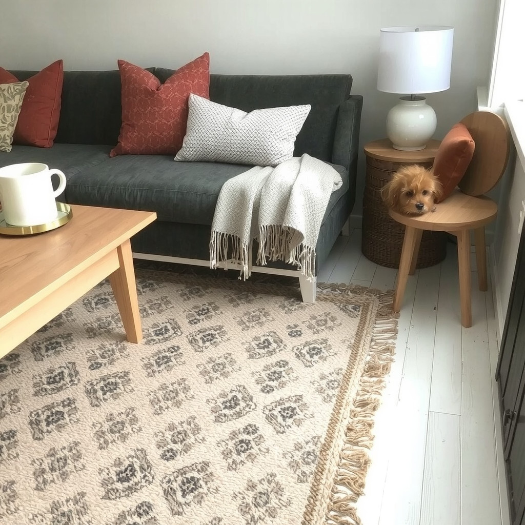Layered rug and soft textiles