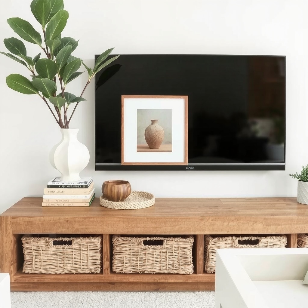 Budget-friendly gallery wall above simple sofa