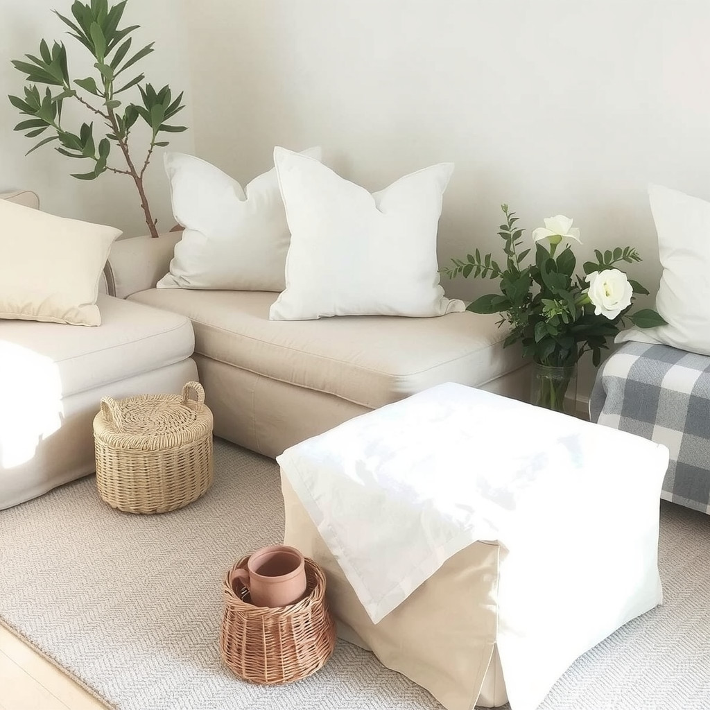 Soft neutral textiles and rug