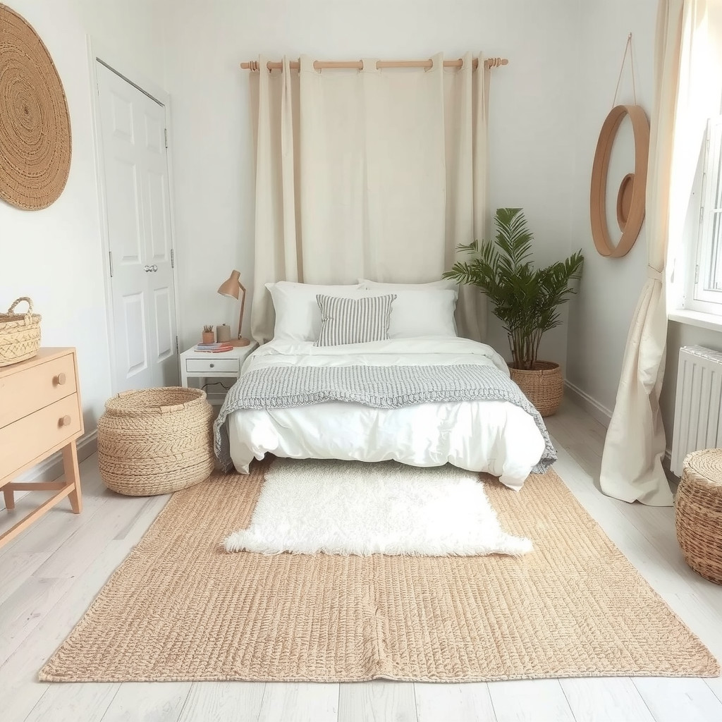 Layered neutral textiles and natural materials