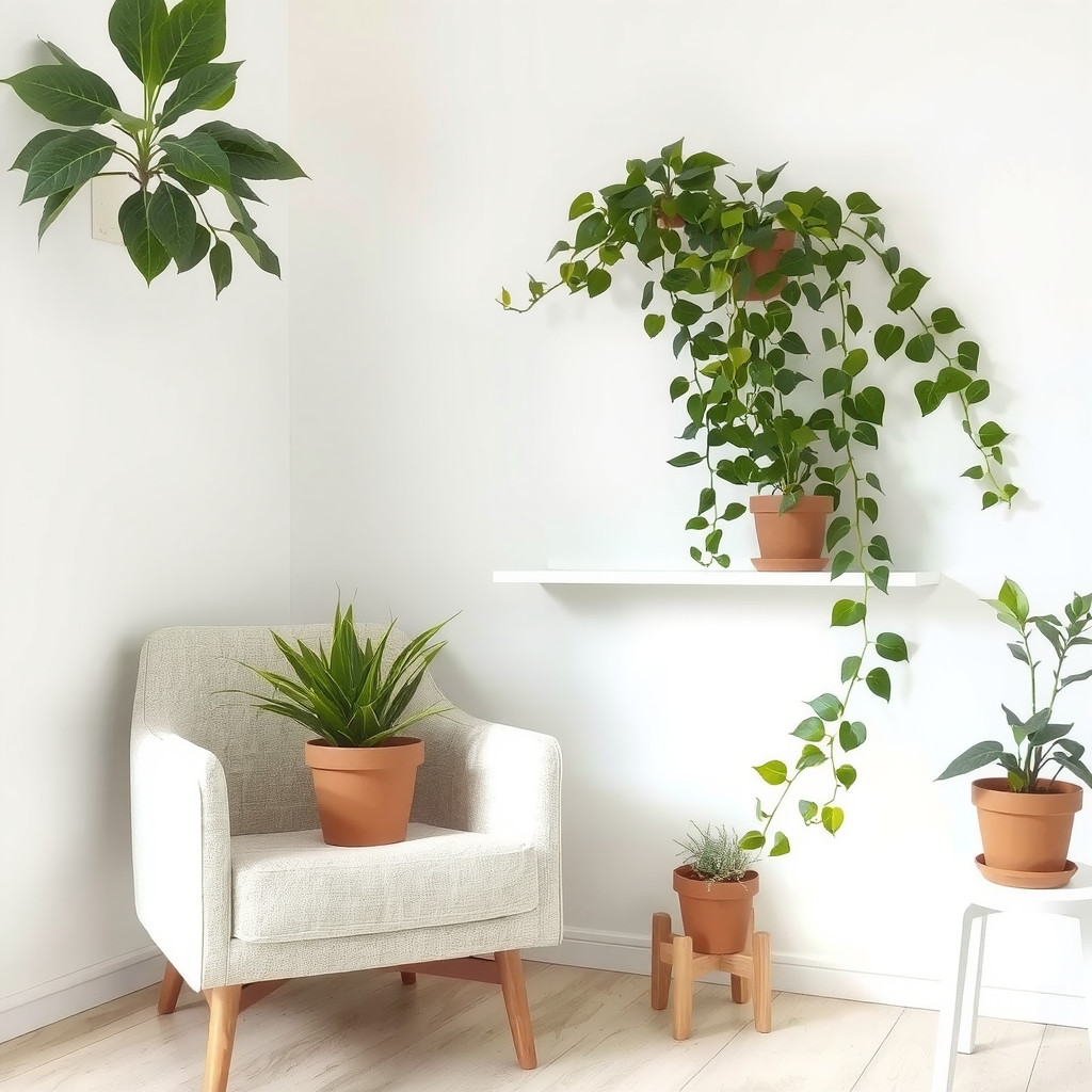 Calming studio corner with greenery