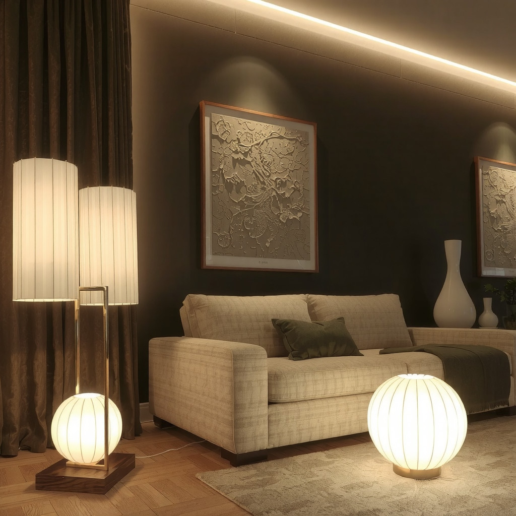 Atmospheric lighting with paper lanterns and warm lamps