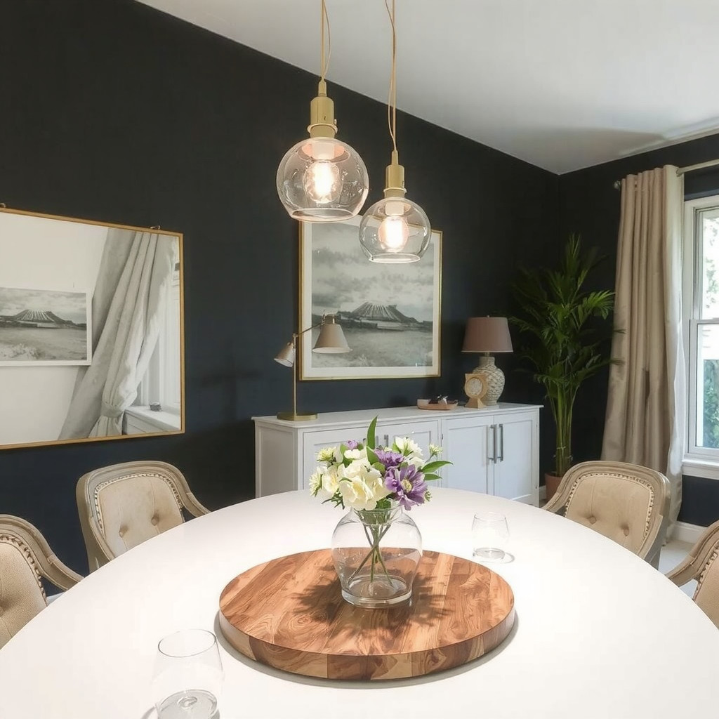 Dimmable pendant lights over dining table