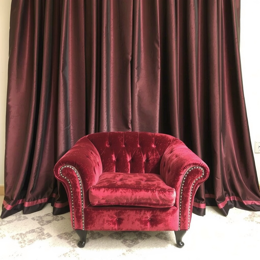 Velvet armchair with metallic accents