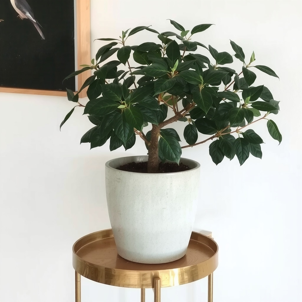 Potted plant with dark foliage