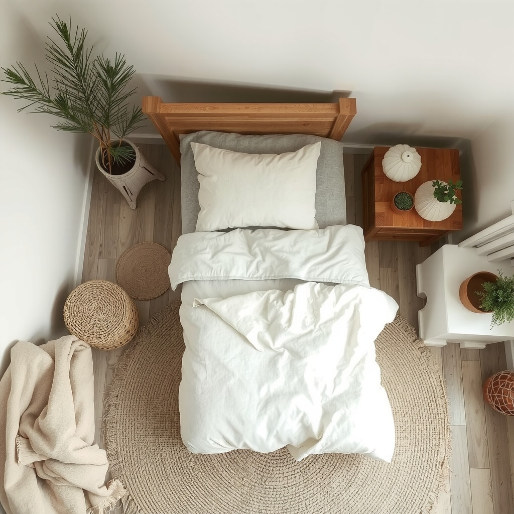 Cozy bedroom with natural materials