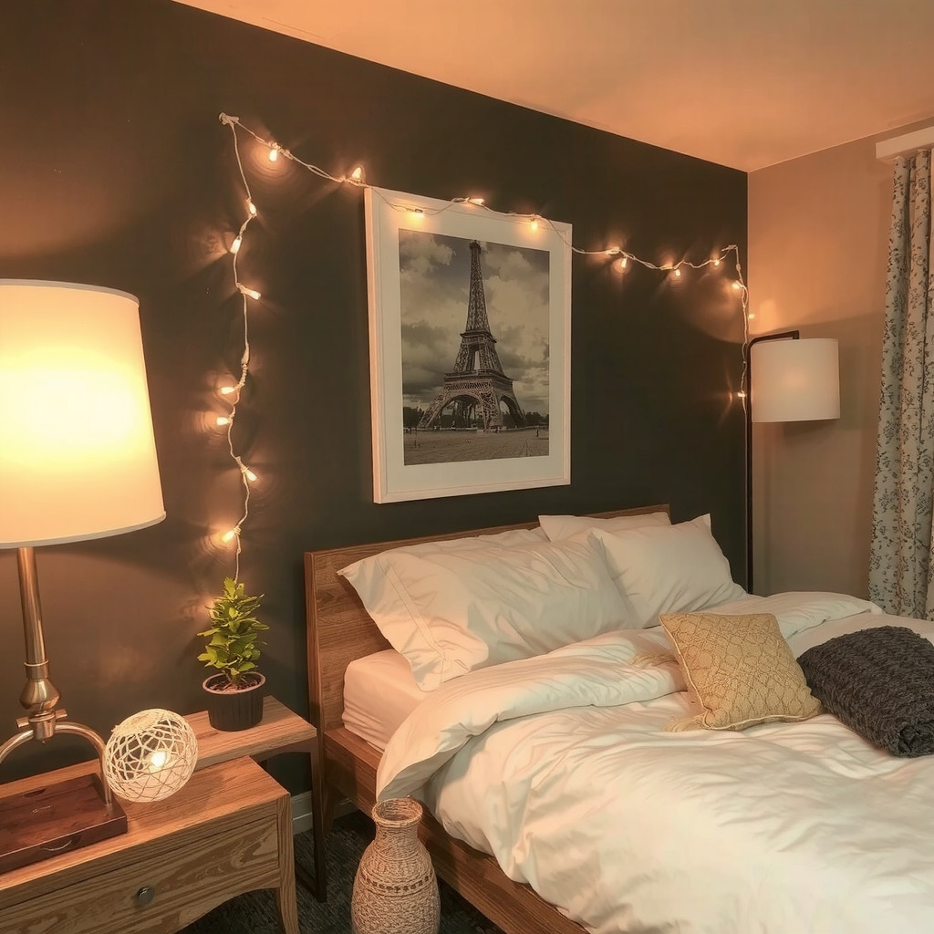 Bedroom with warm and inviting lighting
