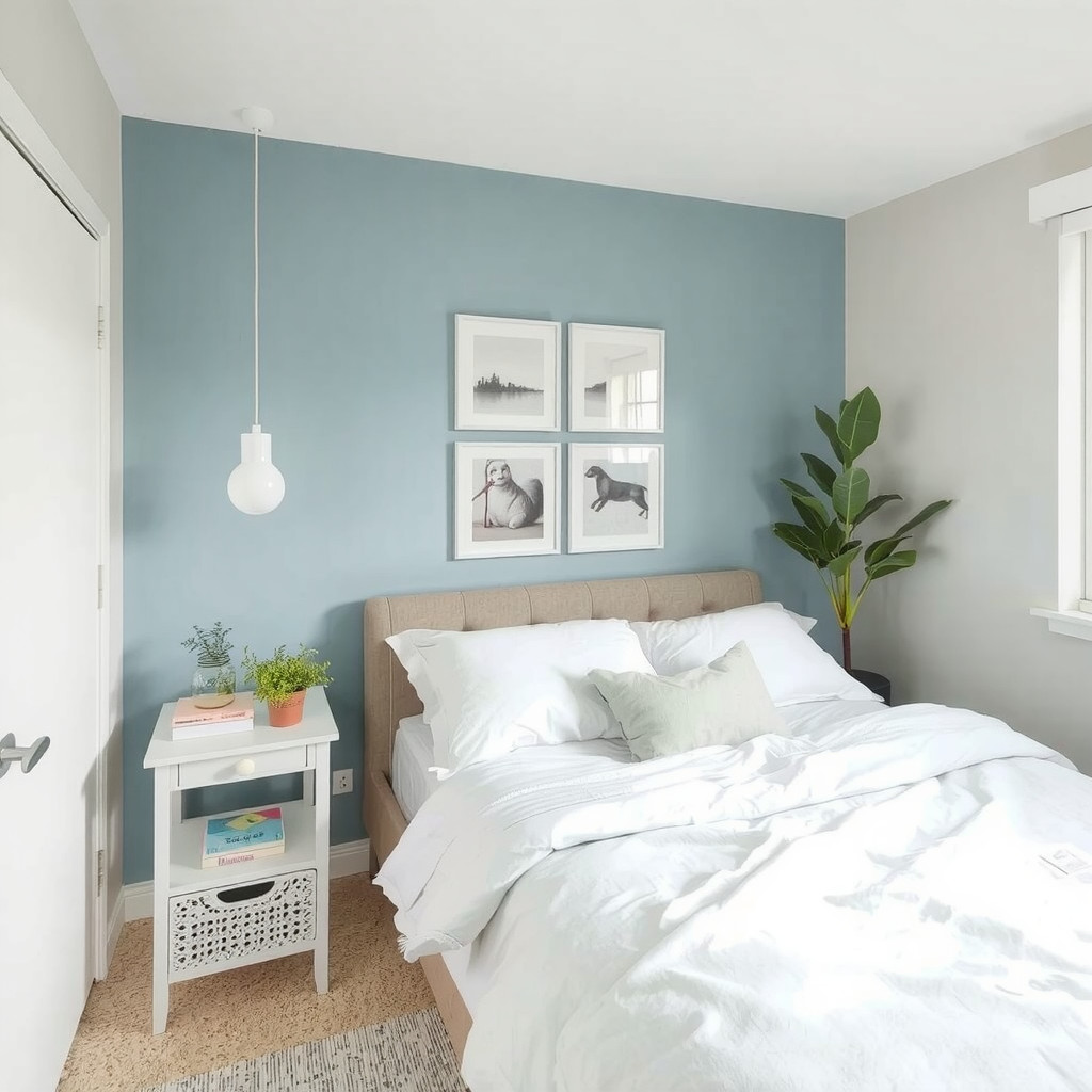 Serene bedroom with a consistent color palette