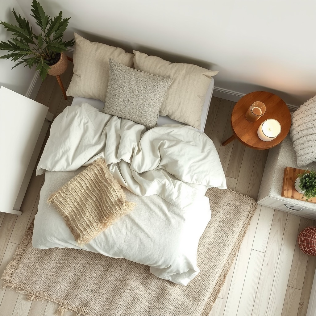Cozy bedroom with natural textiles
