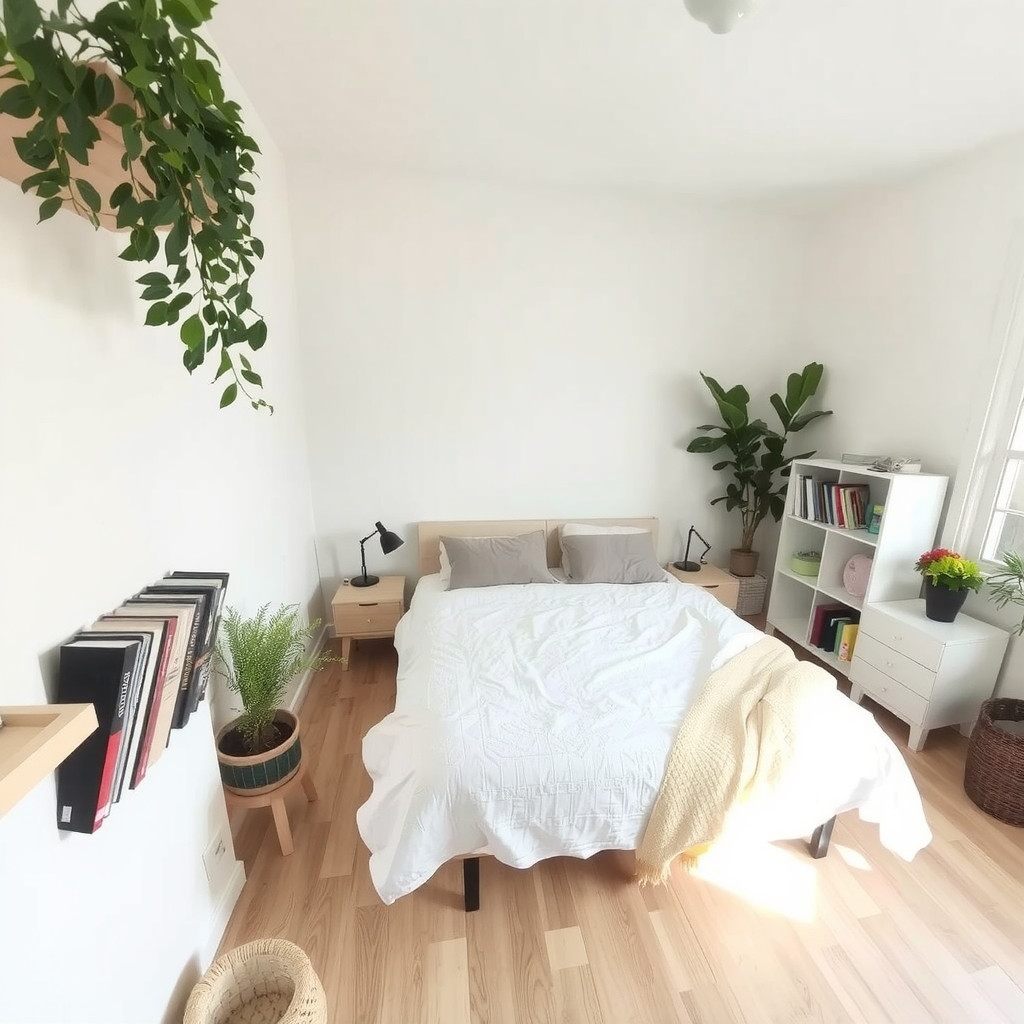 Tidy bedroom with minimal clutter