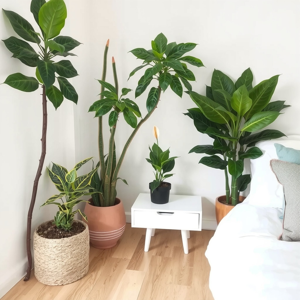 Bedroom with air-purifying plants