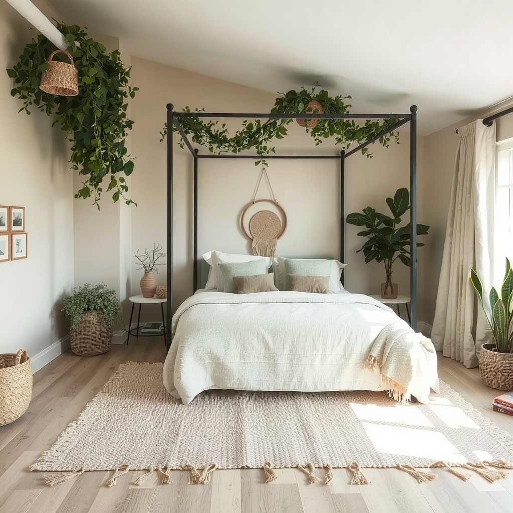 Bedroom with natural textiles