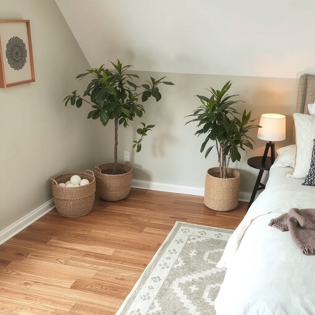 Plant in the corner of a bedroom