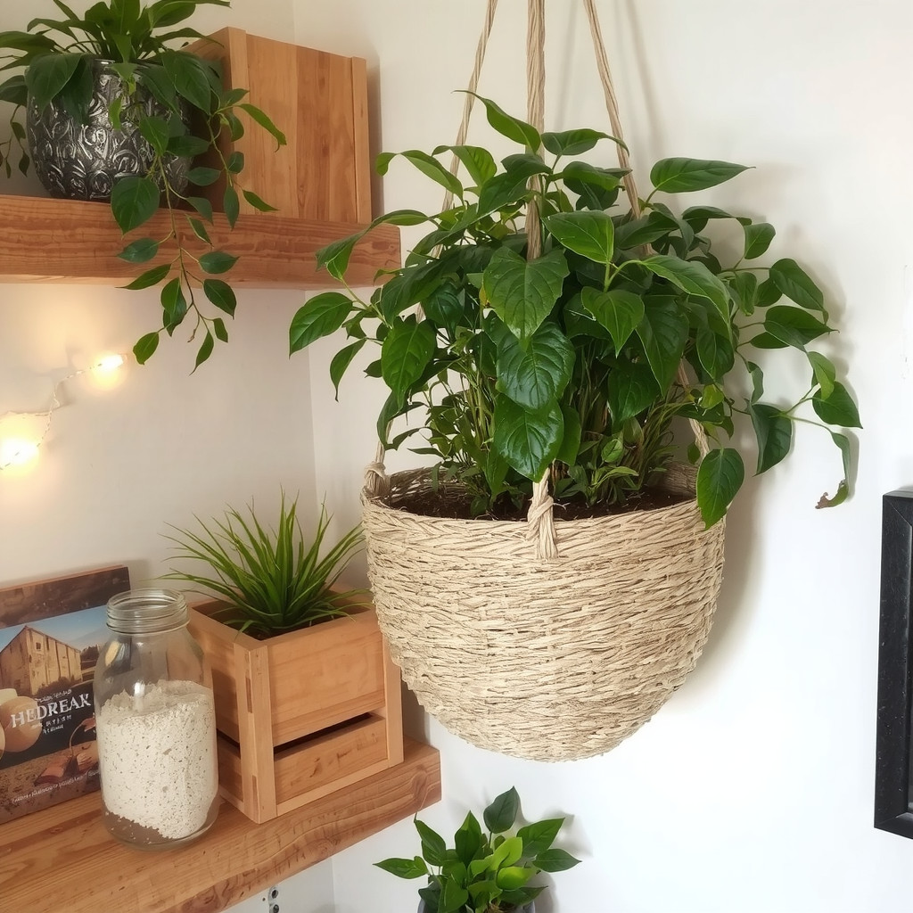 Hanging basket with plants