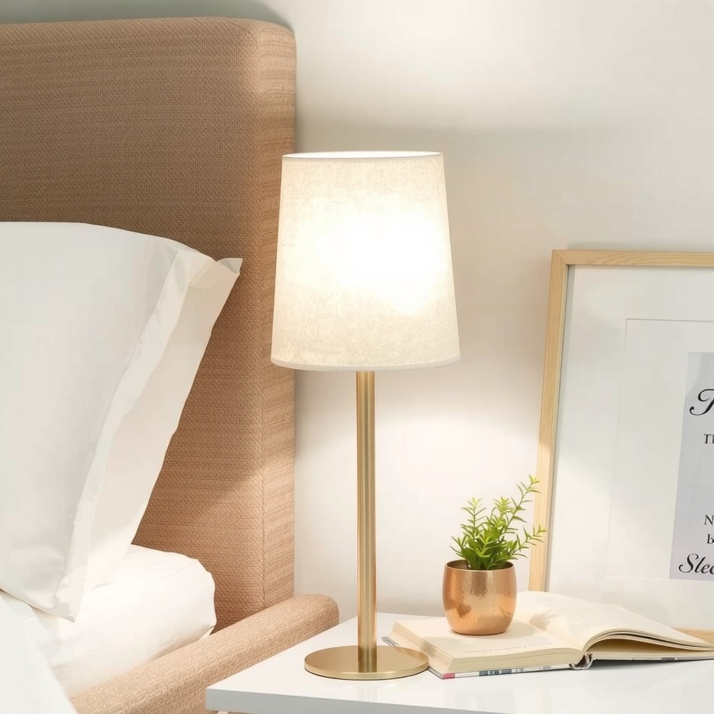 Table lamp with a soft shade