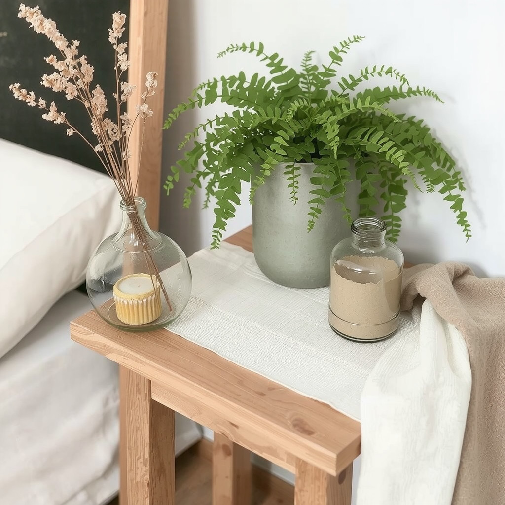 Fern on a wooden side table