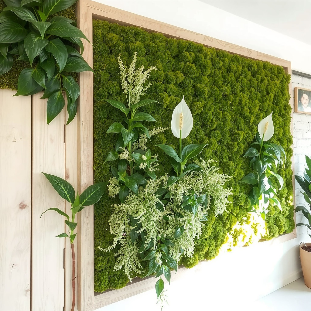 Peace lily in a living wall