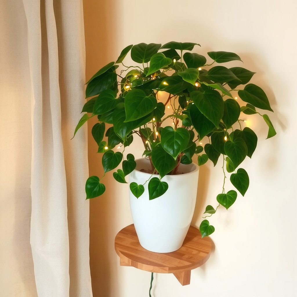 Pothos Plant with string lights