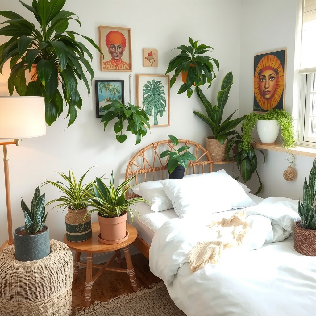 Bedroom with greenery