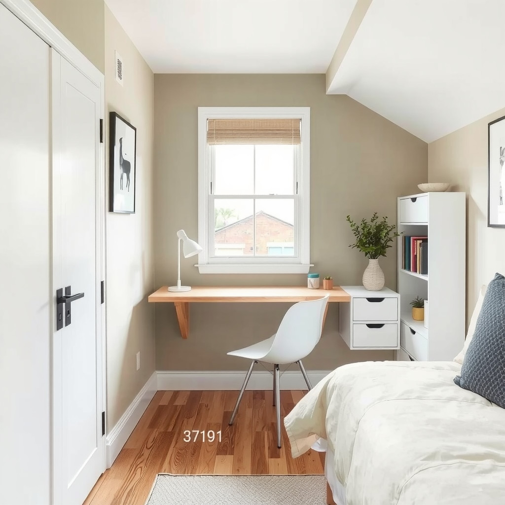 Slim desk layout in small room