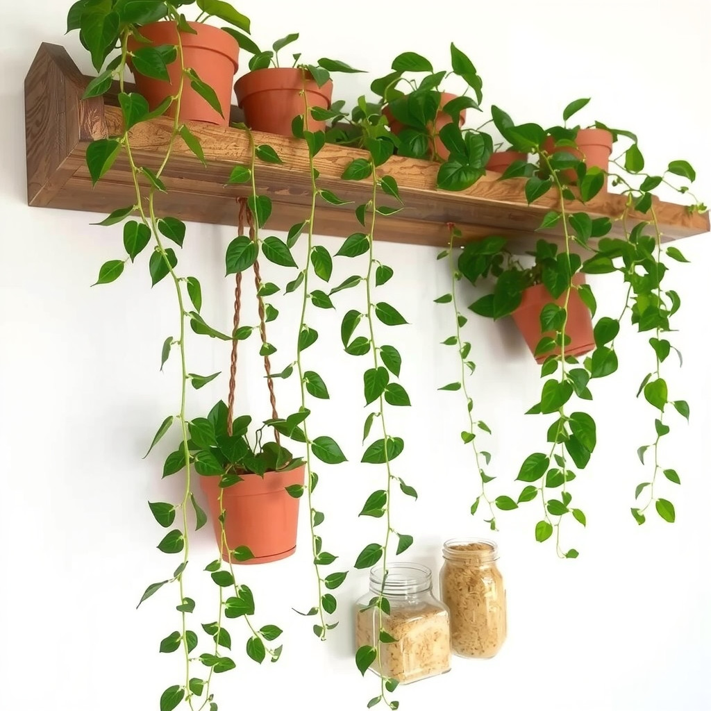 A collection of plants on a shelf