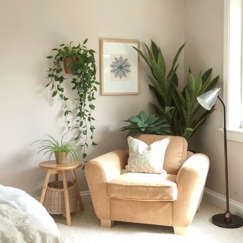 Reading nook with plant focal point