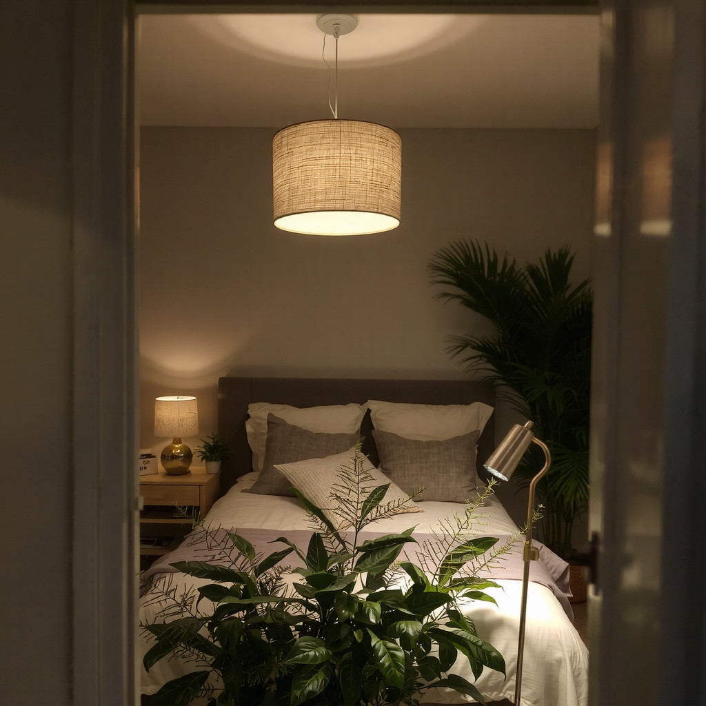 Layered evening bedroom lighting