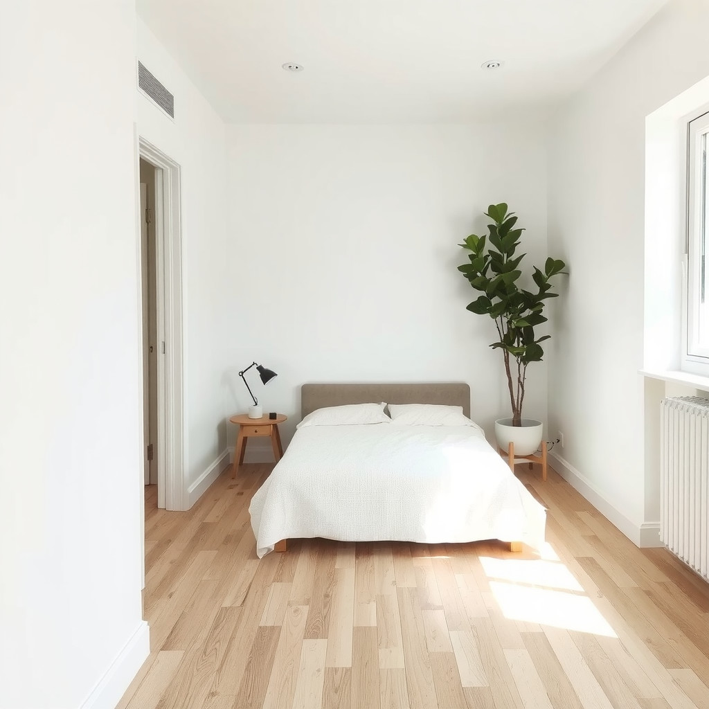 Bedroom layout with plants