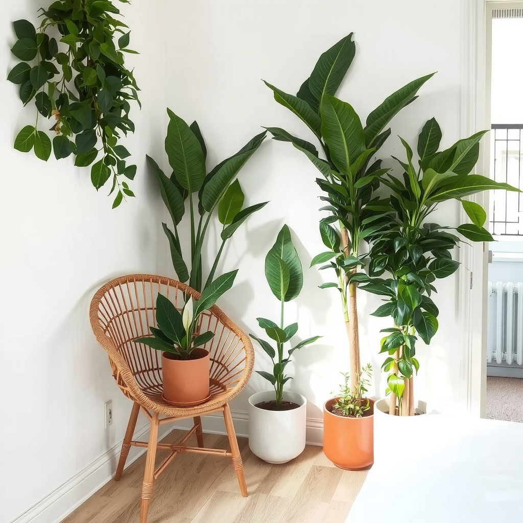 Collection of bedroom plants