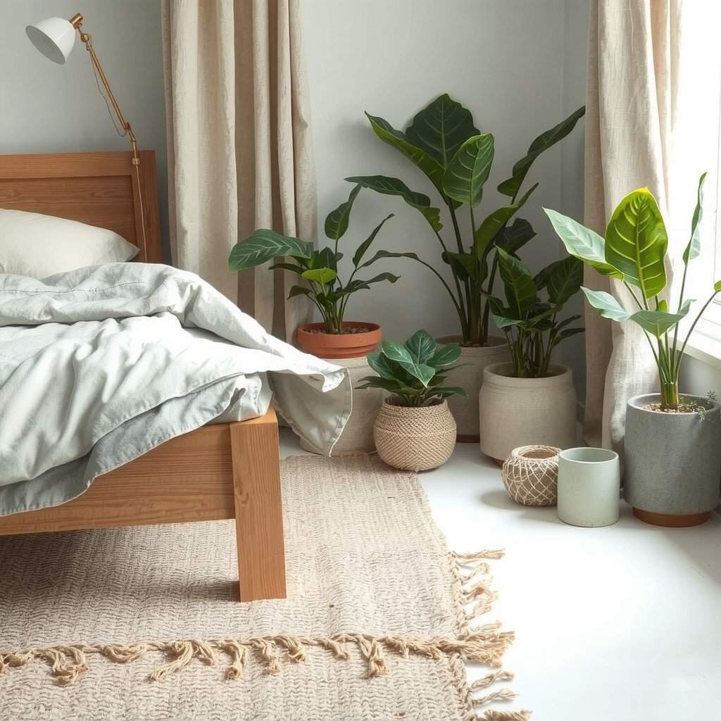 Soft textiles and natural materials with plants
