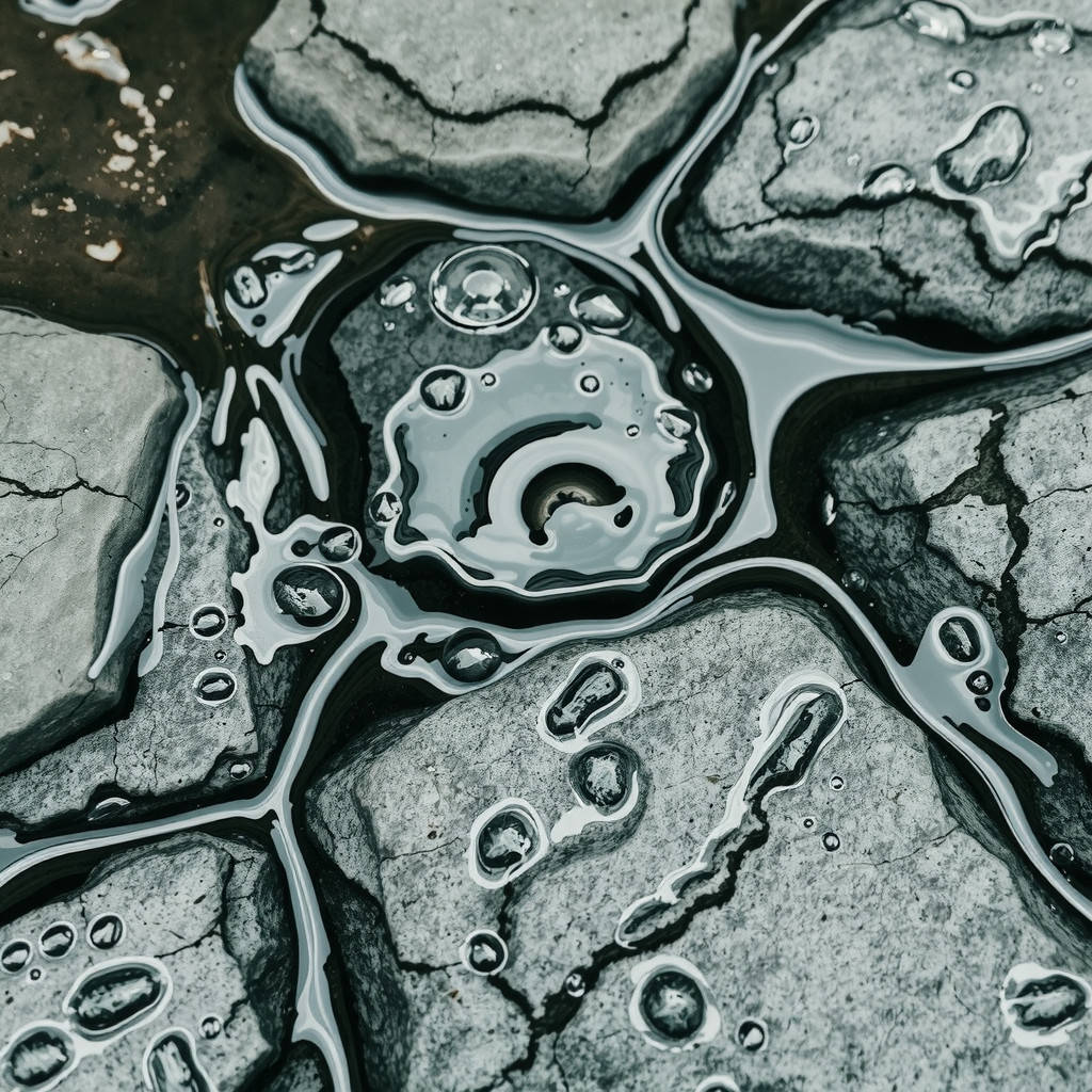 Close up of water flowing over slate textures