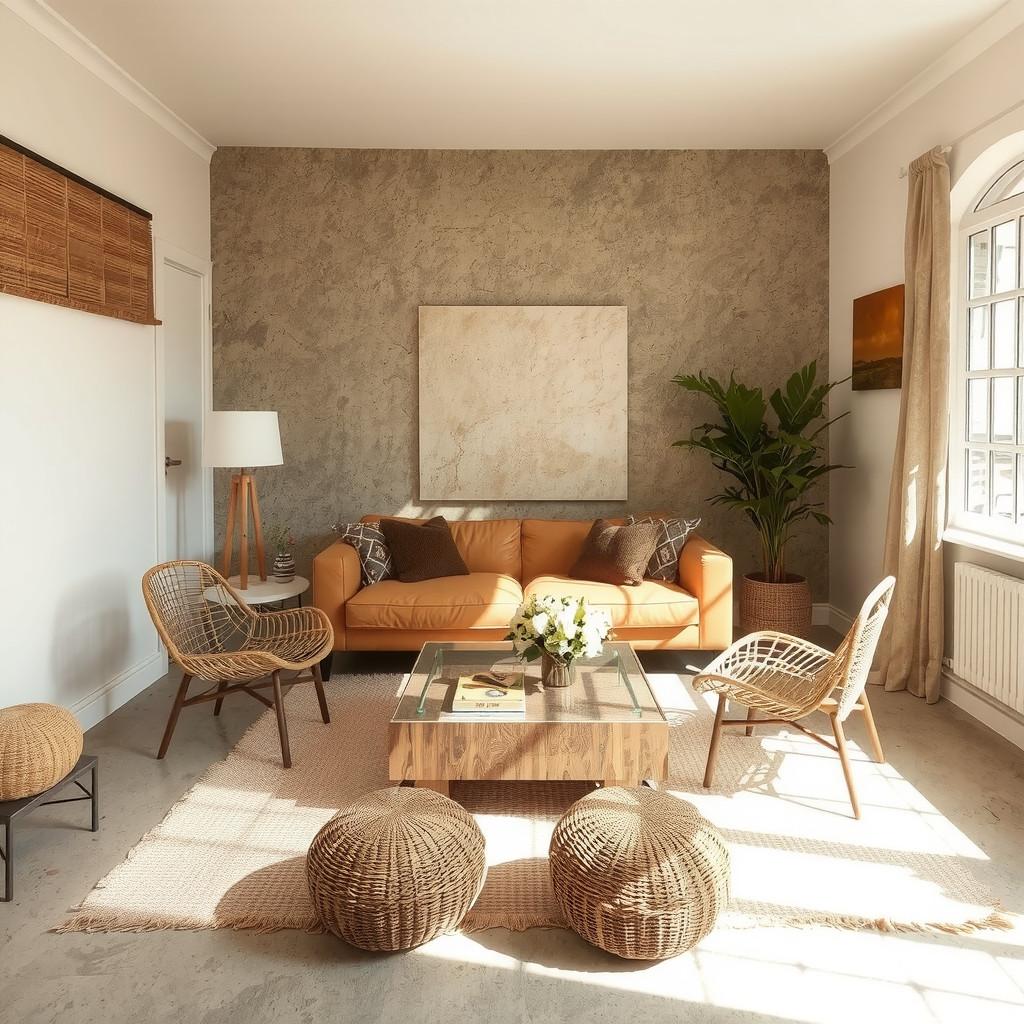 Afro-chic living room layout