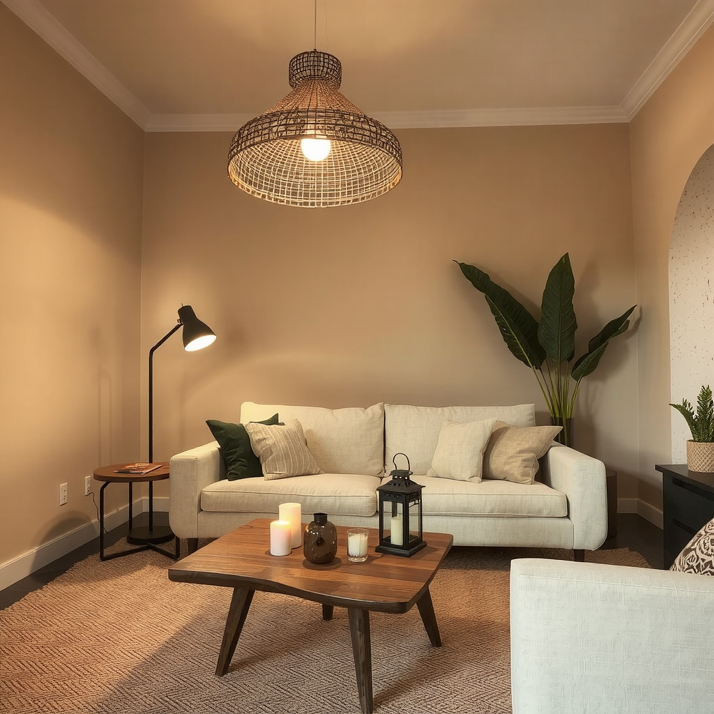 Afro-chic living room lighting