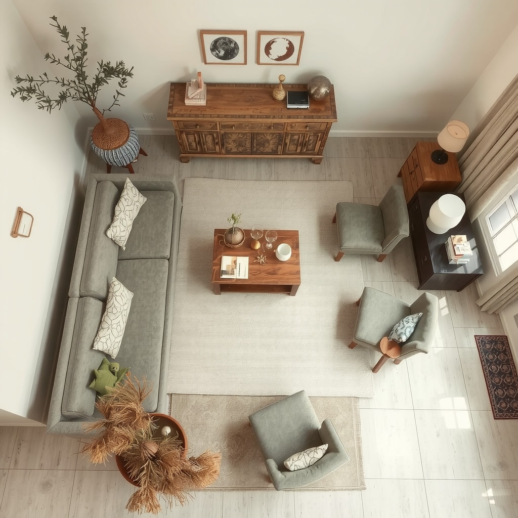 Whimsical conversational seating layout