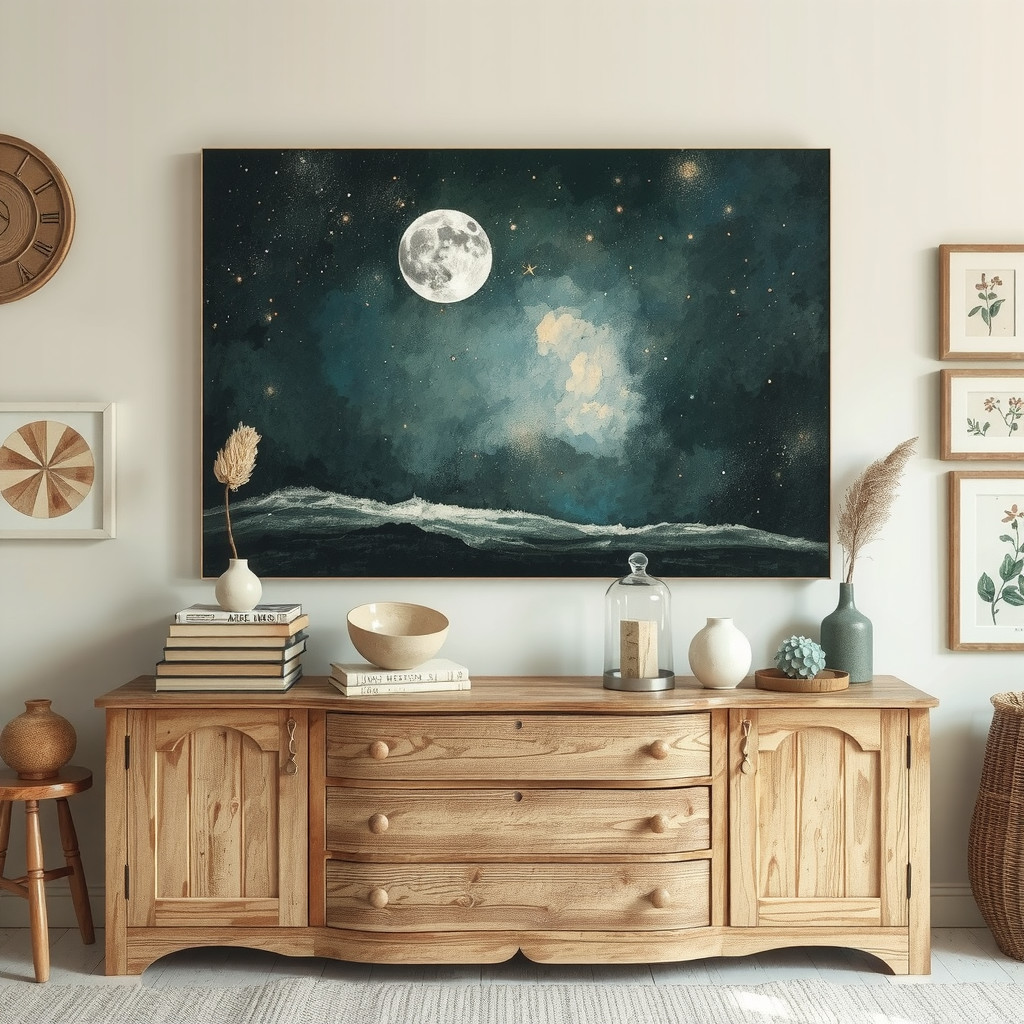 Enchanted focal wall and decor vignette