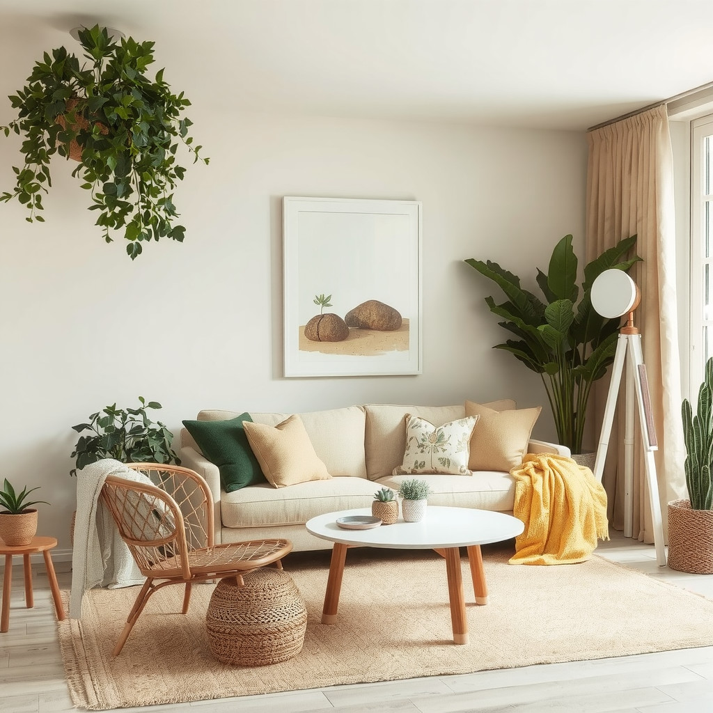 Cozy living room with plants